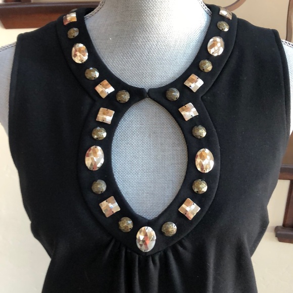 SOLD - INC Black Dress with Brass Bead Accents - Picture 4 of 7